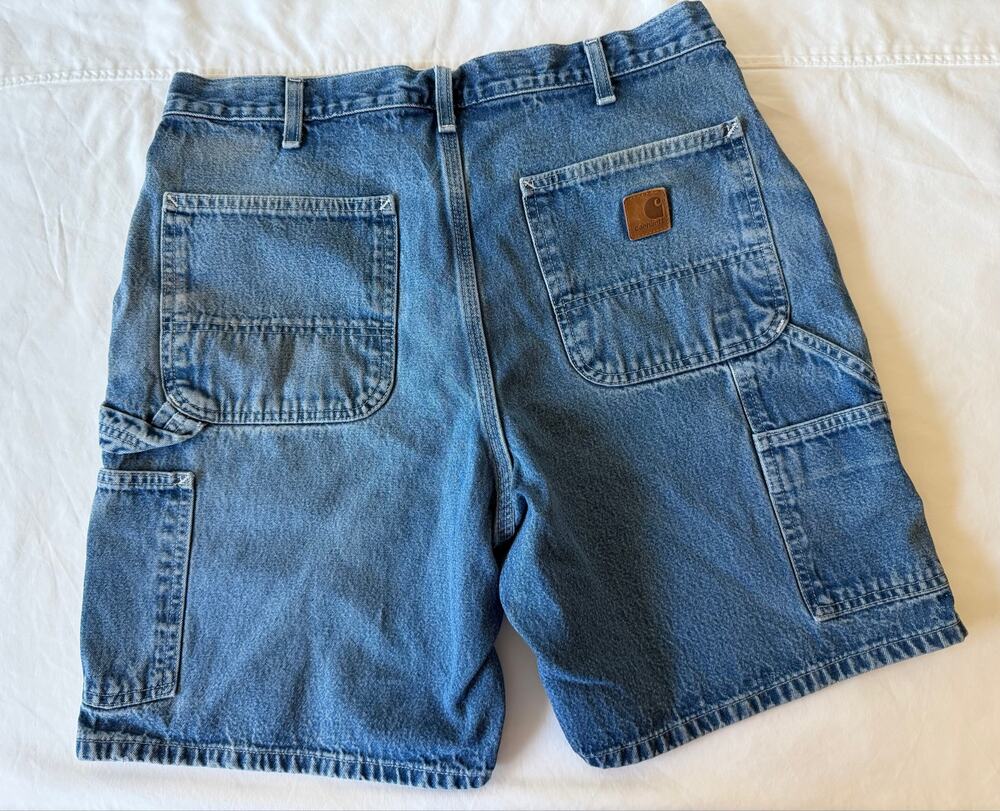 Vintage Carhartt Denim Carpenter Shorts Jorts - Men's Size 34 Light/Medium Wash